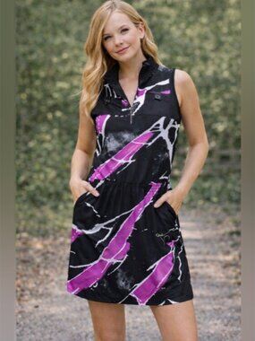 Jamie Sadock Black and Pink Patterned Mini Dress